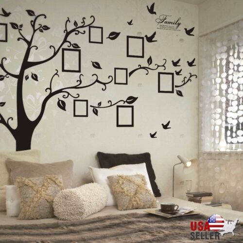 Family Tree Wall Decal Sticker Large Vinyl Photo Picture Frame Removable Black