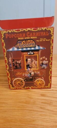 Enesco Music Box Popcorn Carnival 1993 Brand New W/tags