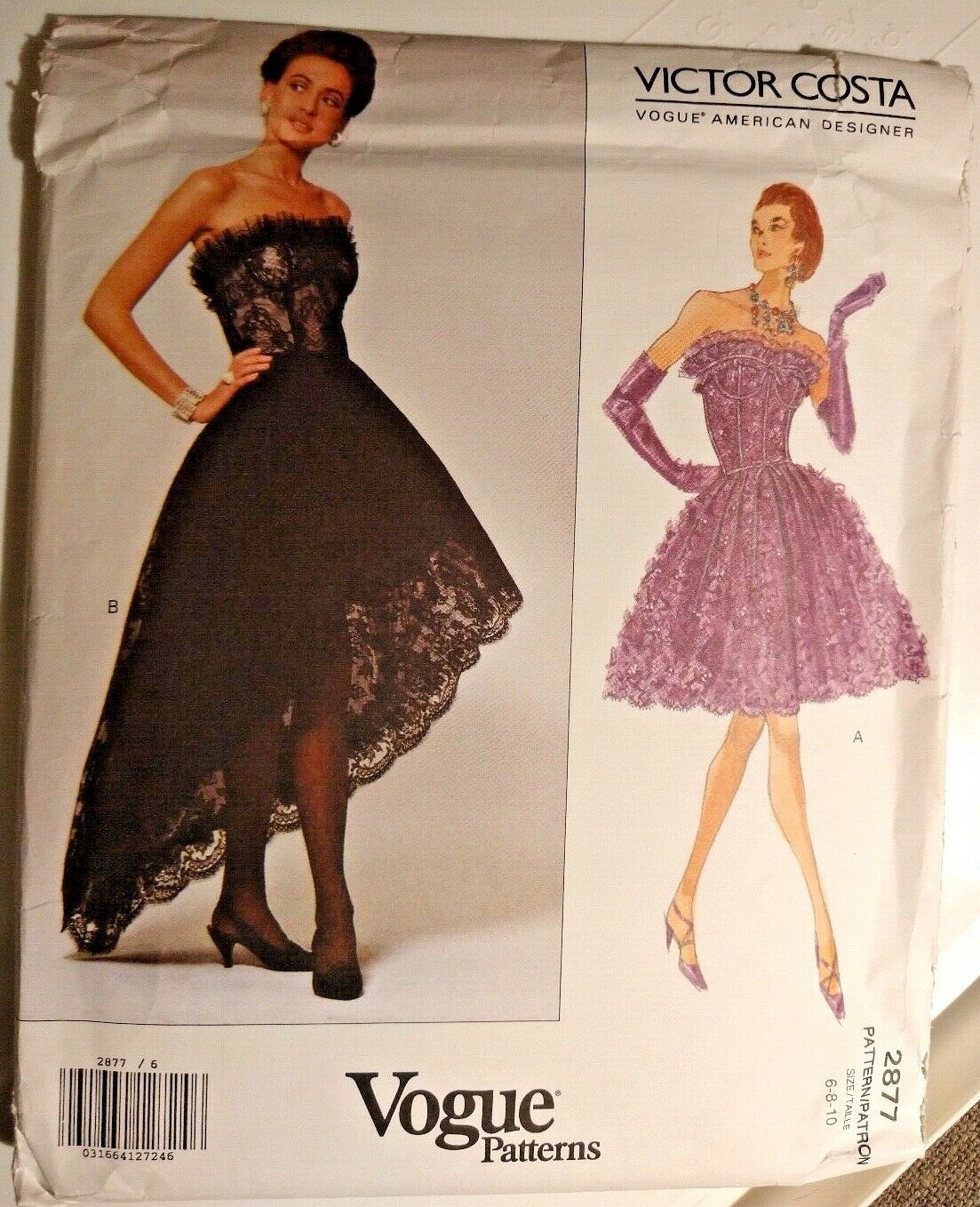 Vogue 2877 Sewing Pattern sz 6-8-10 Women's Dress Costume Victor Costa 1992