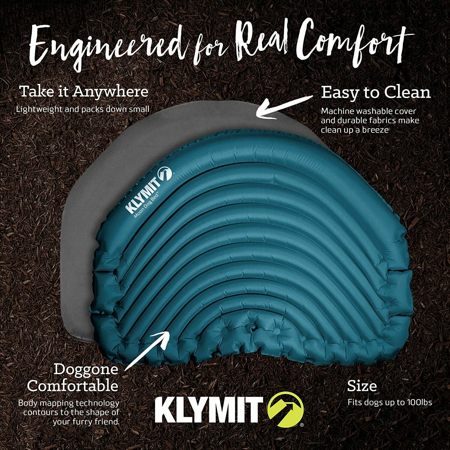 Klymit Inflatable Moon Dog Bed Gray Small/Med With Cover New