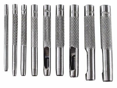 9pc HOLLOW HOLE PUNCH LEATHER BELT GASKET CRAFT METAL RUBBER VINYL PLASTIC TOOL